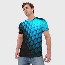 Футболка мужская Abstraction neon blue, цвет: 3D-принт — фото 2
