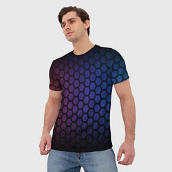 Футболка мужская Abstract hexagon fon, цвет: 3D-принт — фото 2