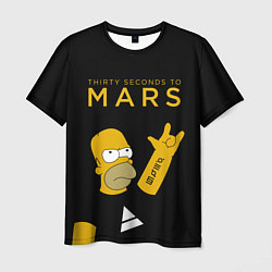 Футболка мужская 30 Seconds to Mars Гомер Симпсон рокер, цвет: 3D-принт