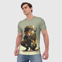 Футболка мужская Милитари тигр, цвет: 3D-принт — фото 2