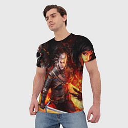 Футболка мужская The Witcher Геральт в огне, цвет: 3D-принт — фото 2