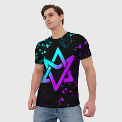Футболка мужская Astro neon emblem, цвет: 3D-принт — фото 2