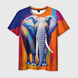 Футболка мужская Слон красочный, цвет: 3D-принт