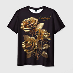 Футболка мужская Золотые розы, цвет: 3D-принт