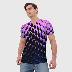 Футболка мужская Шестиугольники волны, цвет: 3D-принт — фото 2