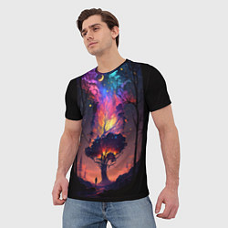 Футболка мужская Огненное дерево в звездном лесу, цвет: 3D-принт — фото 2