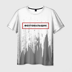 Футболка мужская Фехтовальщик в рамке красного цвета, цвет: 3D-принт