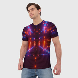 Футболка мужская Неоновые разнообразные абстрактные лучи, цвет: 3D-принт — фото 2
