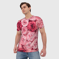 Футболка мужская Чайная пыльная роза - нежно розовый цветок, цвет: 3D-принт — фото 2