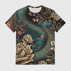Футболка мужская Японский змей Irezumi, цвет: 3D-принт
