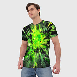 Футболка мужская Fractal green explosion, цвет: 3D-принт — фото 2