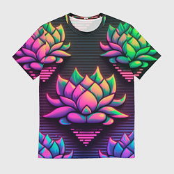 Футболка мужская Неоновый лотос, цвет: 3D-принт