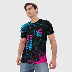 Футболка мужская Tokyo Ghoul - neon gradient: надпись, символ, цвет: 3D-принт — фото 2