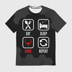 Футболка мужская Eat, sleep, Quake, repeat, цвет: 3D-принт