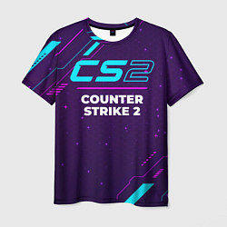 Футболка мужская Символ Counter Strike 2 в неоновых цветах на темно, цвет: 3D-принт