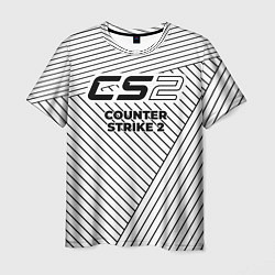 Футболка мужская Символ Counter Strike 2 на светлом фоне с полосами, цвет: 3D-принт