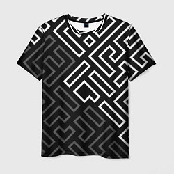 Футболка мужская Черно белый лабиринт, цвет: 3D-принт