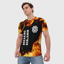 Футболка мужская Breaking Benjamin и пылающий огонь, цвет: 3D-принт — фото 2