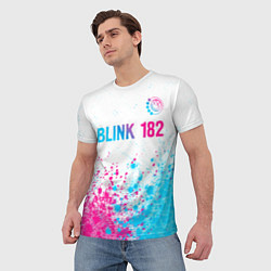 Футболка мужская Blink 182 neon gradient style: символ сверху, цвет: 3D-принт — фото 2