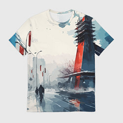 Футболка мужская Наш город - коллекция Бело-сине-красный - Хуф и Ся, цвет: 3D-принт