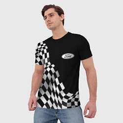 Футболка мужская Ford racing flag, цвет: 3D-принт — фото 2