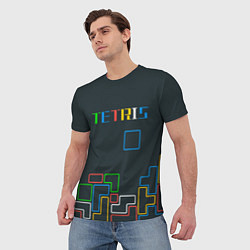 Футболка мужская Tetris neon, цвет: 3D-принт — фото 2
