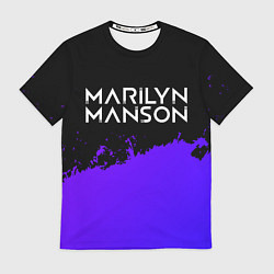 Футболка мужская Marilyn Manson purple grunge, цвет: 3D-принт