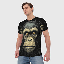 Футболка мужская Портрет обезьяны: арт нейросети, цвет: 3D-принт — фото 2