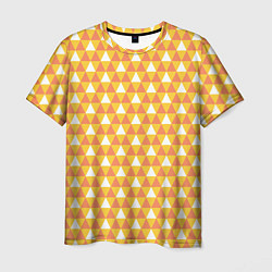 Футболка мужская Узор с оранжевыми, желтыми и белыми треугольниками, цвет: 3D-принт