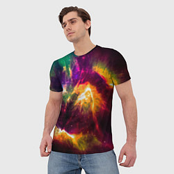 Футболка мужская Небула в космосе разноцветная - нейронная сеть, цвет: 3D-принт — фото 2
