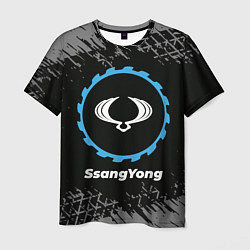 Футболка мужская SsangYong в стиле Top Gear со следами шин на фоне, цвет: 3D-принт