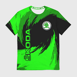 Футболка мужская Шкода - зеленые штрихи, цвет: 3D-принт