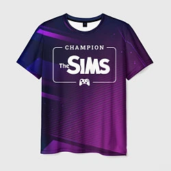 Футболка мужская The Sims gaming champion: рамка с лого и джойстико, цвет: 3D-принт
