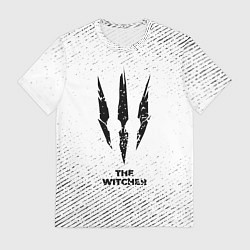 Футболка мужская The Witcher с потертостями на светлом фоне, цвет: 3D-принт