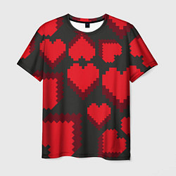Футболка мужская Pixel hearts, цвет: 3D-принт