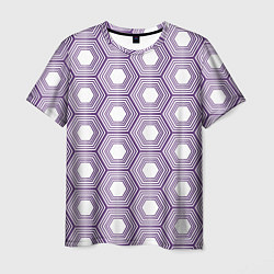 Футболка мужская Шестиугольники фиолетовые, цвет: 3D-принт