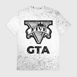 Футболка мужская GTA с потертостями на светлом фоне, цвет: 3D-принт