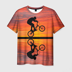 Футболка мужская Велосипедист в отражении, цвет: 3D-принт