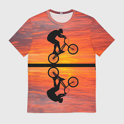 Футболка мужская Велосипедист в отражении, цвет: 3D-принт