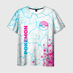 Футболка мужская Pokemon neon gradient style: надпись, символ, цвет: 3D-принт