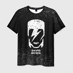 Футболка мужская David Bowie с потертостями на темном фоне, цвет: 3D-принт