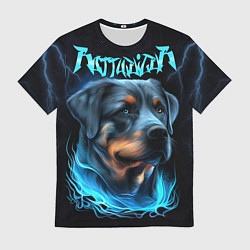 Футболка мужская Rottweiler and lightnings, цвет: 3D-принт