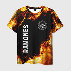 Футболка мужская Ramones и пылающий огонь, цвет: 3D-принт