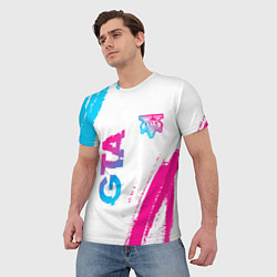 Футболка мужская GTA neon gradient style: надпись, символ, цвет: 3D-принт — фото 2