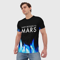 Футболка мужская Thirty Seconds to Mars blue fire, цвет: 3D-принт — фото 2