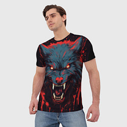 Футболка мужская Red blue wolf, цвет: 3D-принт — фото 2