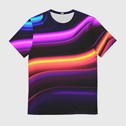 Футболка мужская Неоновые трубы на черном фоне, цвет: 3D-принт