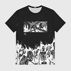 Футболка мужская Блич - Скелеты в огне, цвет: 3D-принт