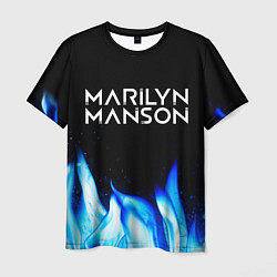 Футболка мужская Marilyn Manson blue fire, цвет: 3D-принт