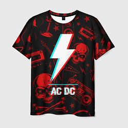 Футболка мужская AC DC rock glitch, цвет: 3D-принт